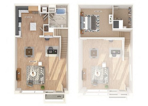 Floor plan for 1 bed, 1 bath, 1272 sqft
